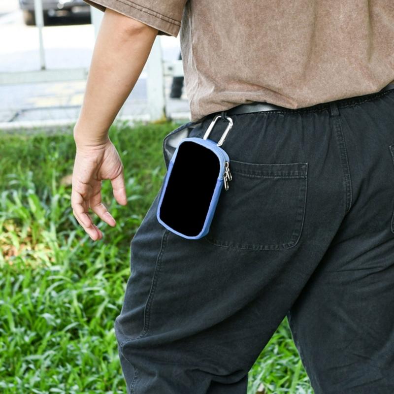 MP3/MP4 Storage Bag Travel Carrying Case Music Player Pouch with Carabiner Anti-Drops and Dustproof Protective Cover