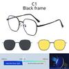 3 in1 Magnetic Clip Myopia Sunglasses Glasses Women Men Polarized Prescription Optical Big Frame Eyeglasses