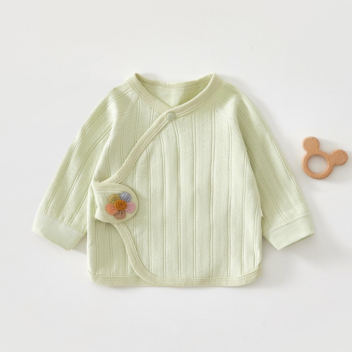 Newborn Half Back Top Baby Monk Collar Pure Cotton Spring Autumn Infant Wear Baby Clothes Top Kid Newborn Newborn(6-9lb)
