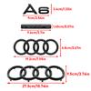 ABS Car 273mm Hood Front Grill 192mm Rear Trunk Emblem For AUDI A6 2020-2023 4Ring Logo Sticker A6 Quattro Mark Auto Accessories