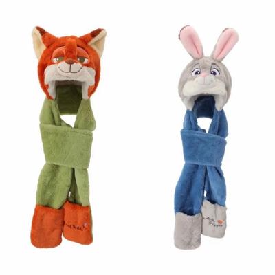 Disney Zootopia Judy Nick Plüschmütze Wärme Cartoon-Figur Weiche Winterwärme Ohrenkapuze Feiertags-Weihnachtsgeschenk für Jungen und Mädchen