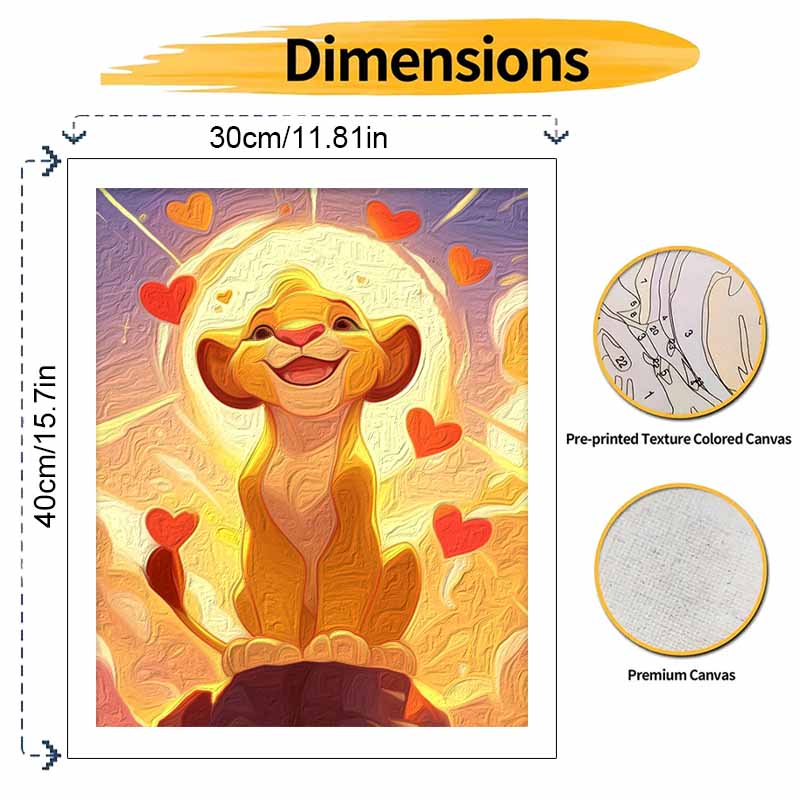 Disney The Lion King Simba Oil Painting Art Handmade Diy Painting Home Decoration Gift