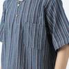 Jinbei Henley Neck High Quality Day Pajamas Made In Japan Shijira Buttons Stylish Kurume Weave BOTAN M Blue Stripes [TAYU-TAFU] Men's Father's