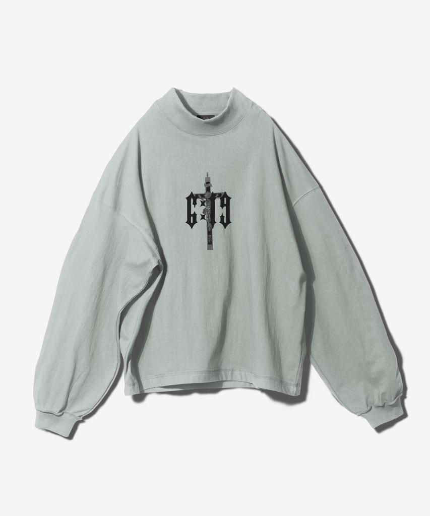 Paensyo 6:19 Cross Mock Neck Long Sleeve - Sage