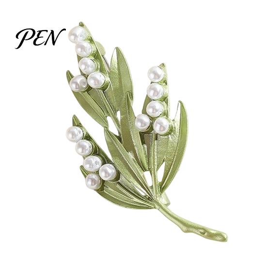 Plants Lapel Accessory Faux Pearl Leaf Brooch for Women, Vintage Theme Pin, Nature Inspired Clothing Jewelry Wedding Party Prom Women