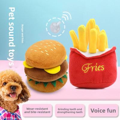 Plush Dog Vocal Toys, Cute Cat Toys, French Fries, Hamburgers, Pet Supplies, Cat Toys, Small and Medium-sized Dog Teddy