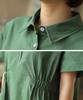 Ppaeppae Side Banding Collar Neck Linen Touch Midi Dress