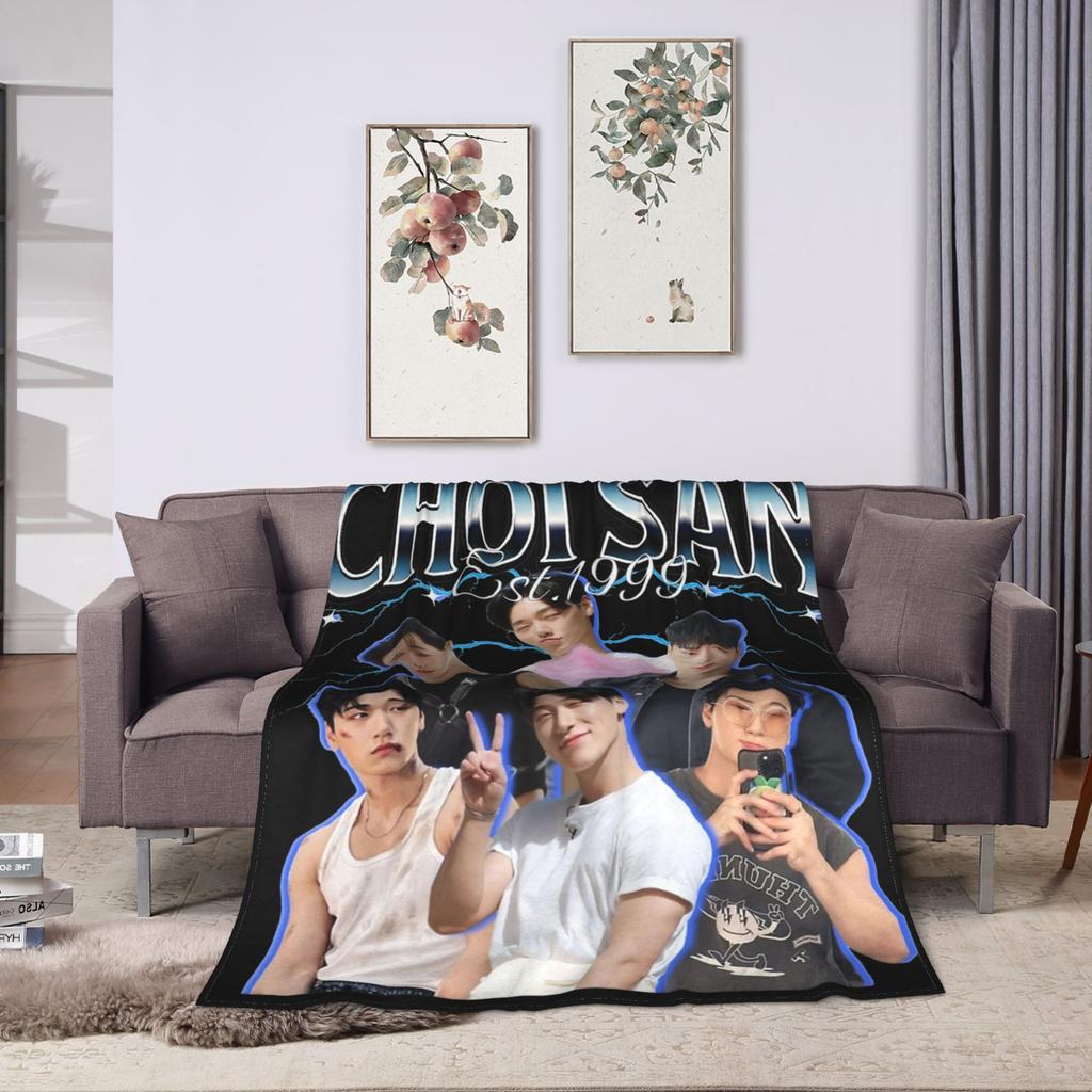Yunho 90s Ateez Kpop Band Blankets Flannel Spring/Autumn   Multifunction Lightweight Throw Blanket for Sofa Bedroom Rug Piece