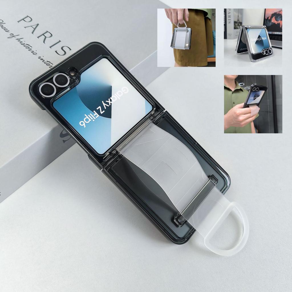 Suitable for Samsung Galaxy Z FLIP6 Mobile Phone Case Folding Card Bag Wristband Ring Transparent Dustproof Tup Jacket