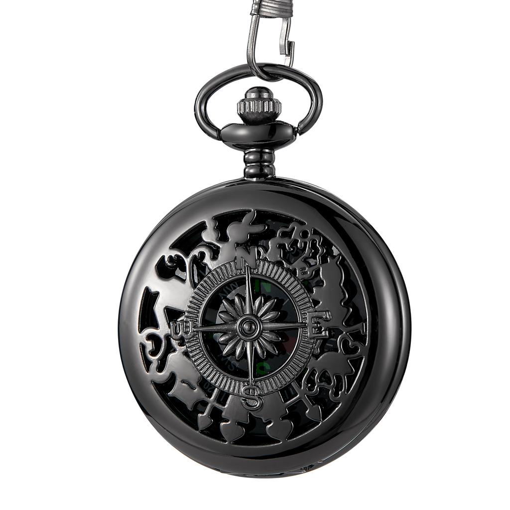 Creative Compass Pocket Watch Hollowed Out Classic Flip Compass Outdoor Hiking Chain Pendant Men Women Pocket Watch Reloj