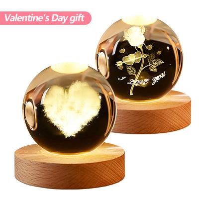 2025 Valentinstag Geschenk 3D Rose Kristallkugel Lasergravur Heimschmuck Handwerk Desktop-Dekor Geburtstag Muttertag Geschenk