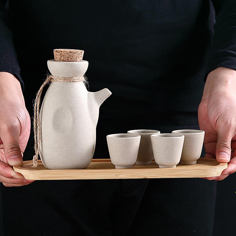 Japanese-style Sake Pot Baijiu Ceramic Wine Set Household Restaurant Ironing Pot Warm Wine Pot Small Wine Glass Spirits Cup 2025