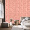 Polynesian Geometric Pattern Wallpaper Coral and Peach 50x1000