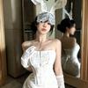 Party Banquet Pure Erotic White Lace Rabbit Ear Hairband for Photography Props for Female Models Decoration