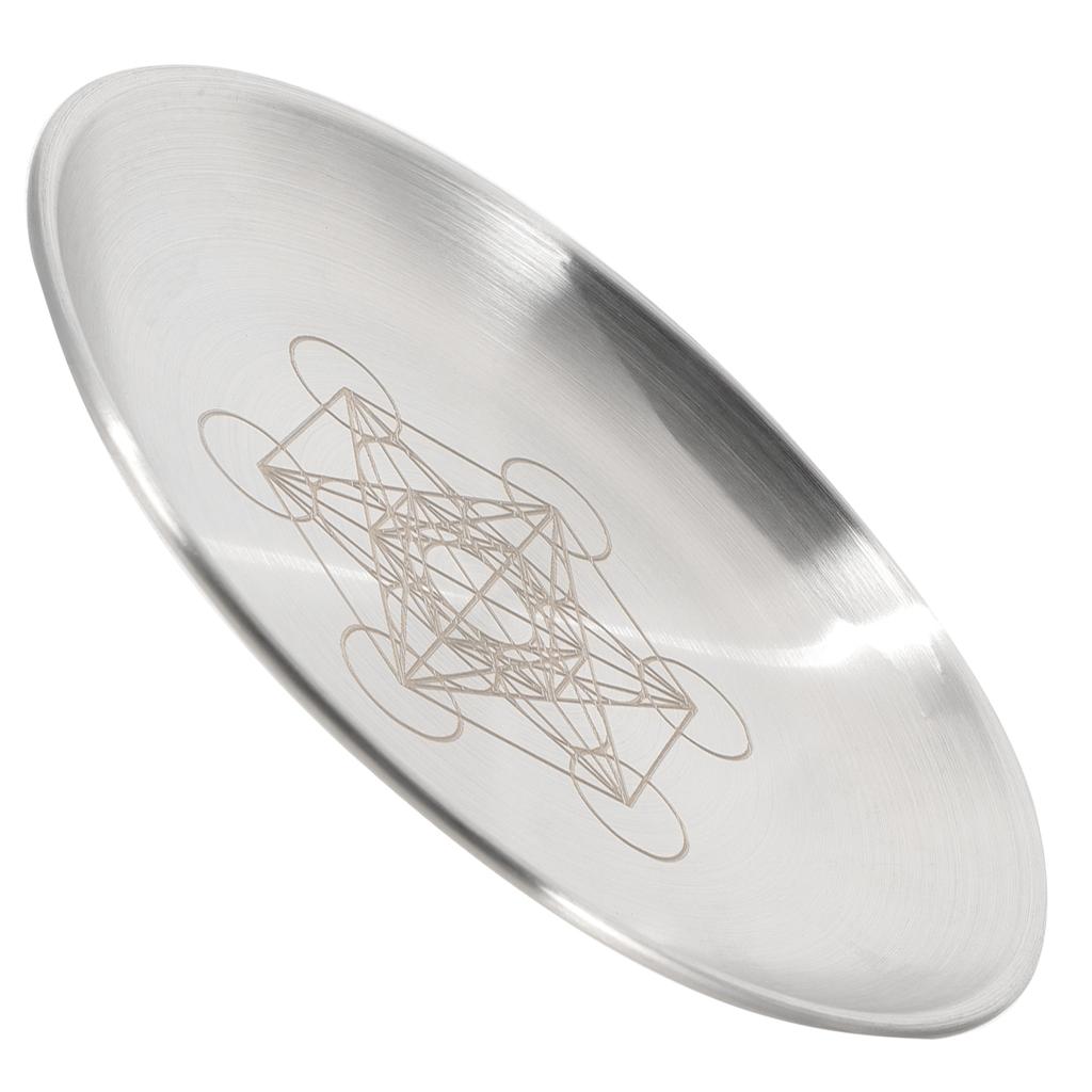 Altar Tray Pentagram Table Decor Round Tarot Card Holder Silver Stainless Steel