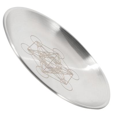 Altar Tray Pentagram Table Decor Round Tarot Card Holder Silver Stainless Steel