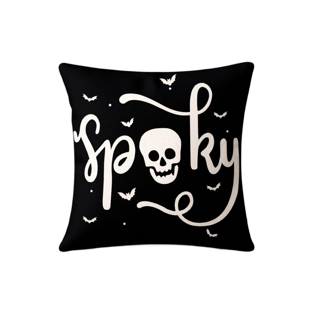 4PCS Halloween Pillow Covers Linen Printed Waist Cushion Covers Home Decorative Pillowcases for Sofa Bedroom Living Room