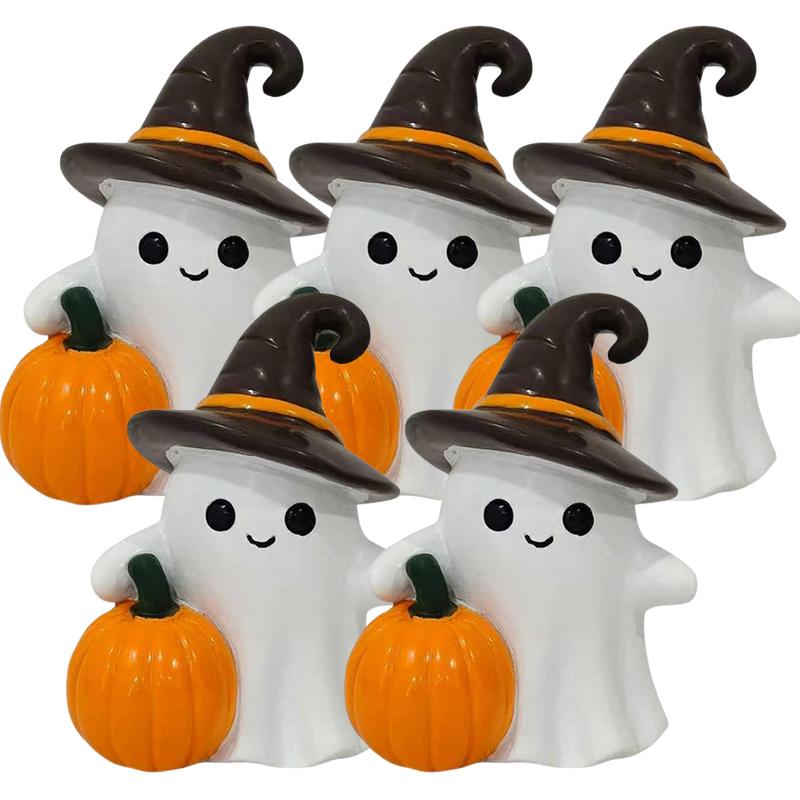 Xiaomi Cute Halloween Ghost Pumpkin Resin Figurine Mini Desktop Craft Ornament Spooky Home Party Decoration Gift Photo Shooting Props