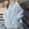 Women's Stand Collar Long Pile Fleece-Lined Jacket