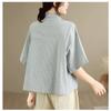 DIMANAF 2026 Women Plus Size New Summer Blouse Shirt Cotton Short Sleeve Embroidery Casual Loose Lady Tops Shirts