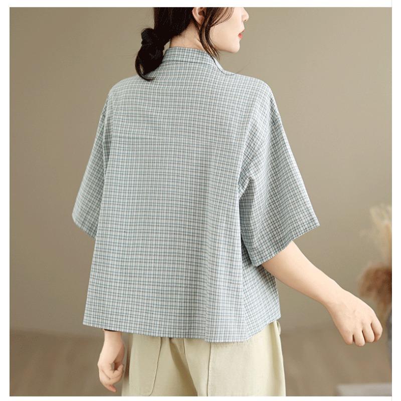 DIMANAF 2026 Women Plus Size New Summer Blouse Shirt Cotton Short Sleeve Embroidery Casual Loose Lady Tops Shirts