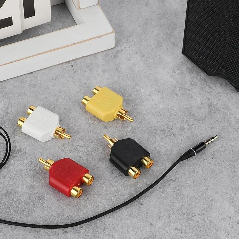 RCA 1 Male to 2 Female Audio Speaker Plug Adapter for Audio Video TV Cable Conversion