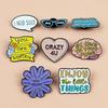 Classic English Quotes Brooch: Simple Geometric Badge for Clothing and Bags