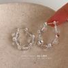 Irregular Broken Silver Crystal Earrings Simple Versatile Commuter Earrings for Summer Shiny Circle Earrings