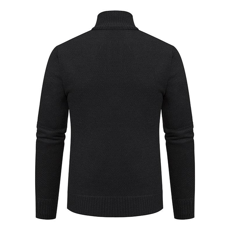 Men's Autumn/Winter Stand-Up Collar Zipper Cardigan Jacket with Velvet Knit