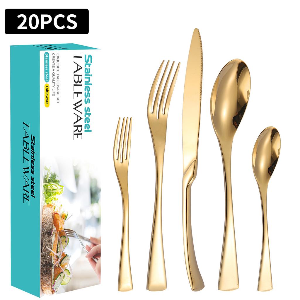Stainless Steel Tableware Suit Ka Ya Steak Knife, Fork and Spoon Four-Piece Set 4-Person 6-Person Tableware