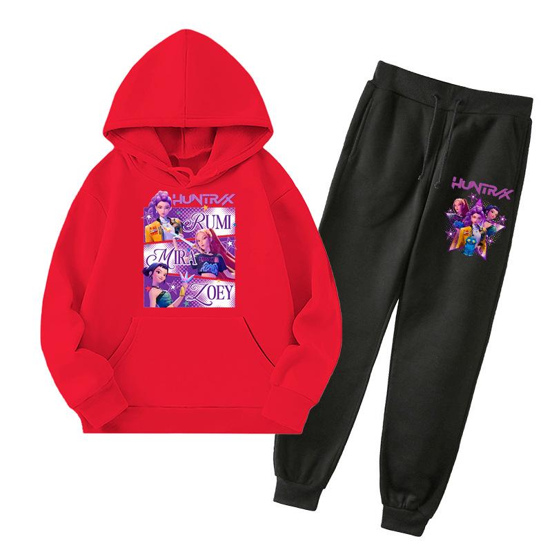 Kpop Demon Hunters Kids New Fashion Cartoon Print 2pcs Hoodie+Pants Sportsuits Casual Outfits Clothes For 2-13 Years Boys Girls
