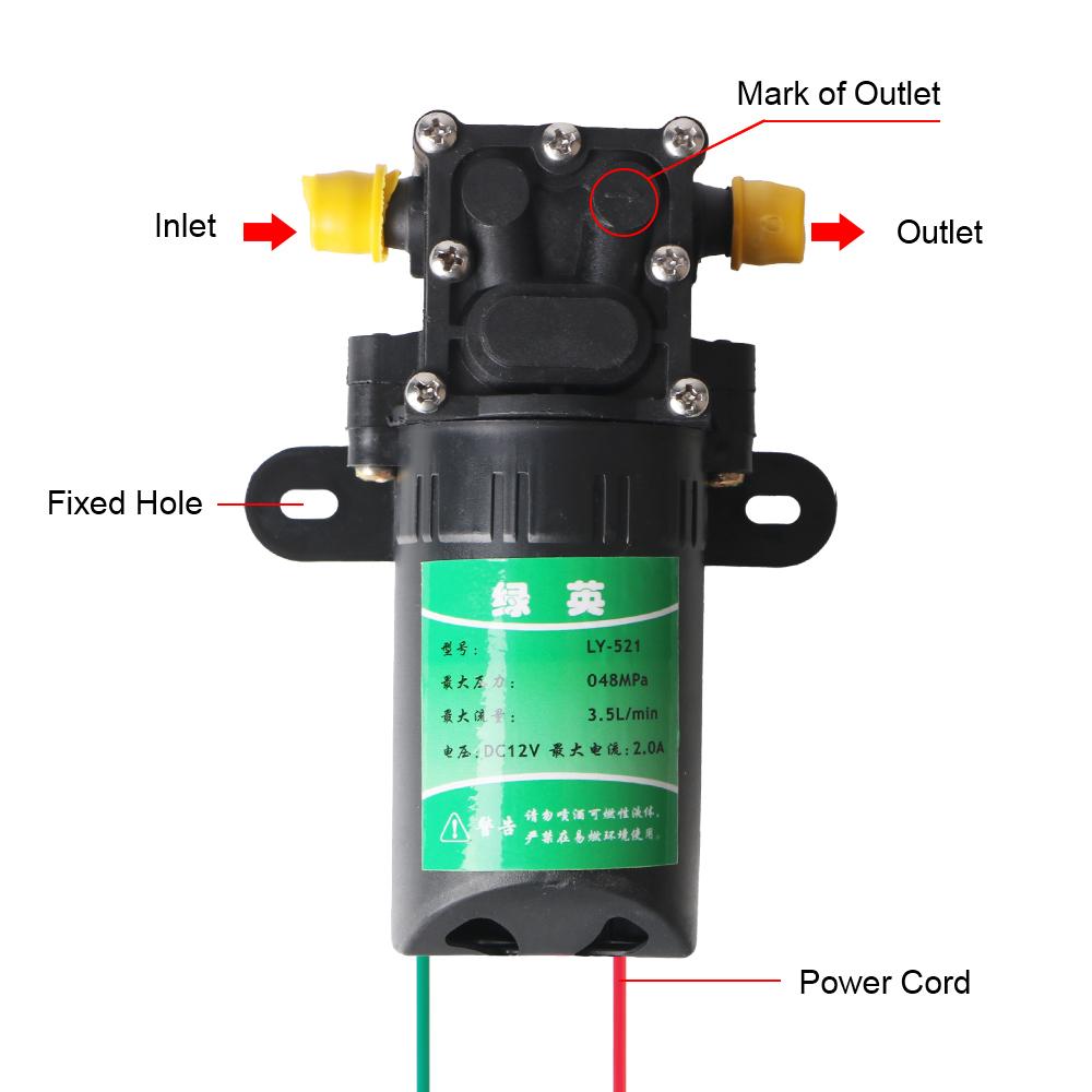 Agricultural Electric Water Pump Durable 3.5L/min Water Spray Car Wash Micro High Pressure Diaphragm DC12V Sprayer Accessories