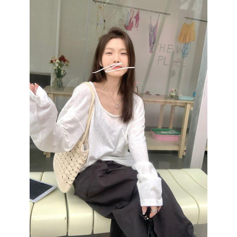 Thin Long Sleeves Casual Easiest for Match Gentle Sun Protective Blouse