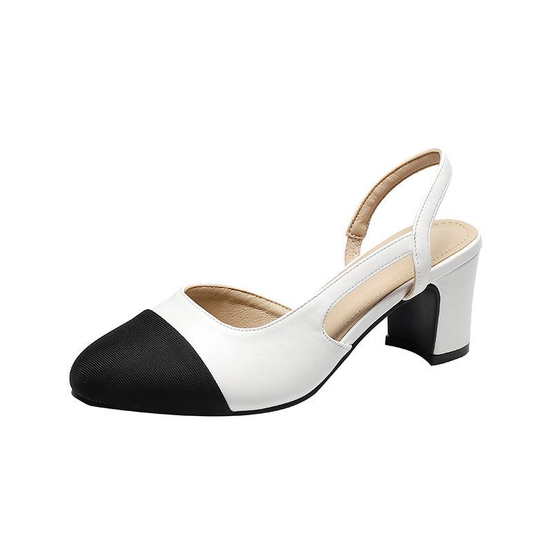 Summer Women's Leather Slingbacks Women's Sandals Flat Heel Formal Ladies Shoes Sexy Party Sandals Dress Wedding Party Shoe