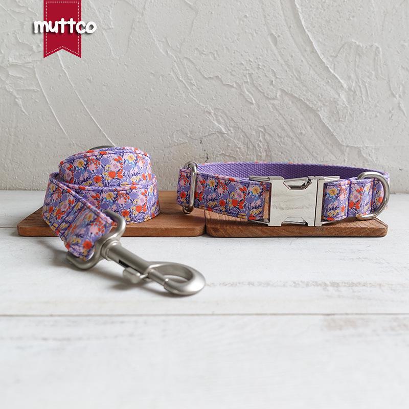 Purple Tulip Dog Collar & Leash Set - UDC-123 Small