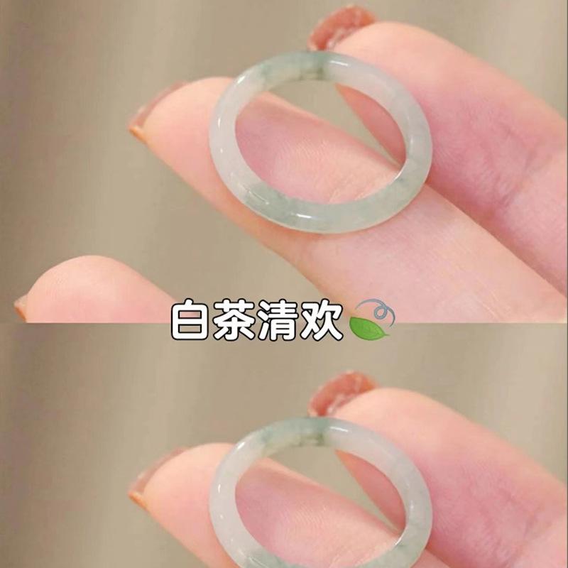 Jiangnan Misty Rain Xiaohongshu Imitation Jade National Style Ring Does Not Fade Fashionable Vegetarian Finger Ring Niche Antique Woman