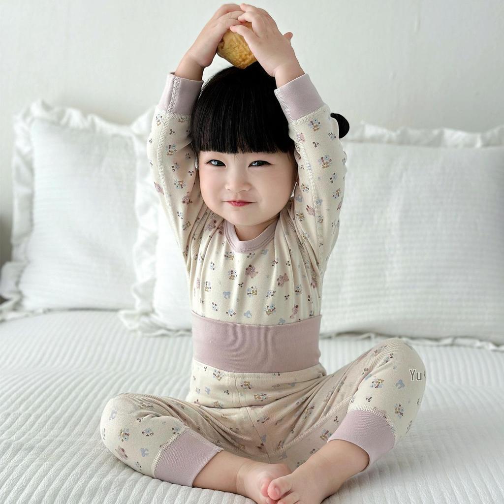 Baby Belly Protection High-Waisted Cotton Underwear Set - Autumn Toddler Pants & Flannel Separates