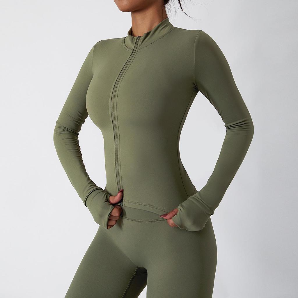Women's Zipper Long Sleeve Yoga and Fitness Set - Autumn/Winter Slim Fit Sportswear