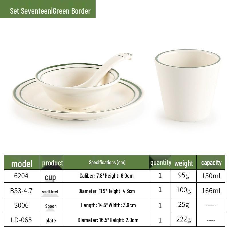 Melamine Four-Piece Table Set: Imitation Porcelain Plastic Bowls & Plates for Restaurants and Hotels
