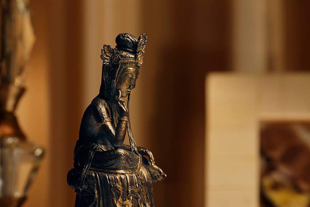 Ismu TanaCOCORO Gilt Bronze Maitreya Buddha Statue by Ismu MORITA tc3532 [Palm] (Kondo Miroku)