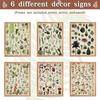 Fainne Set of 6 Plant Poster Vintage Botanical Prints 12 X 16 Inch Linen Decorative Wrap Poster Tree Art Picture Vintage Mushroom Floral Nature Decor