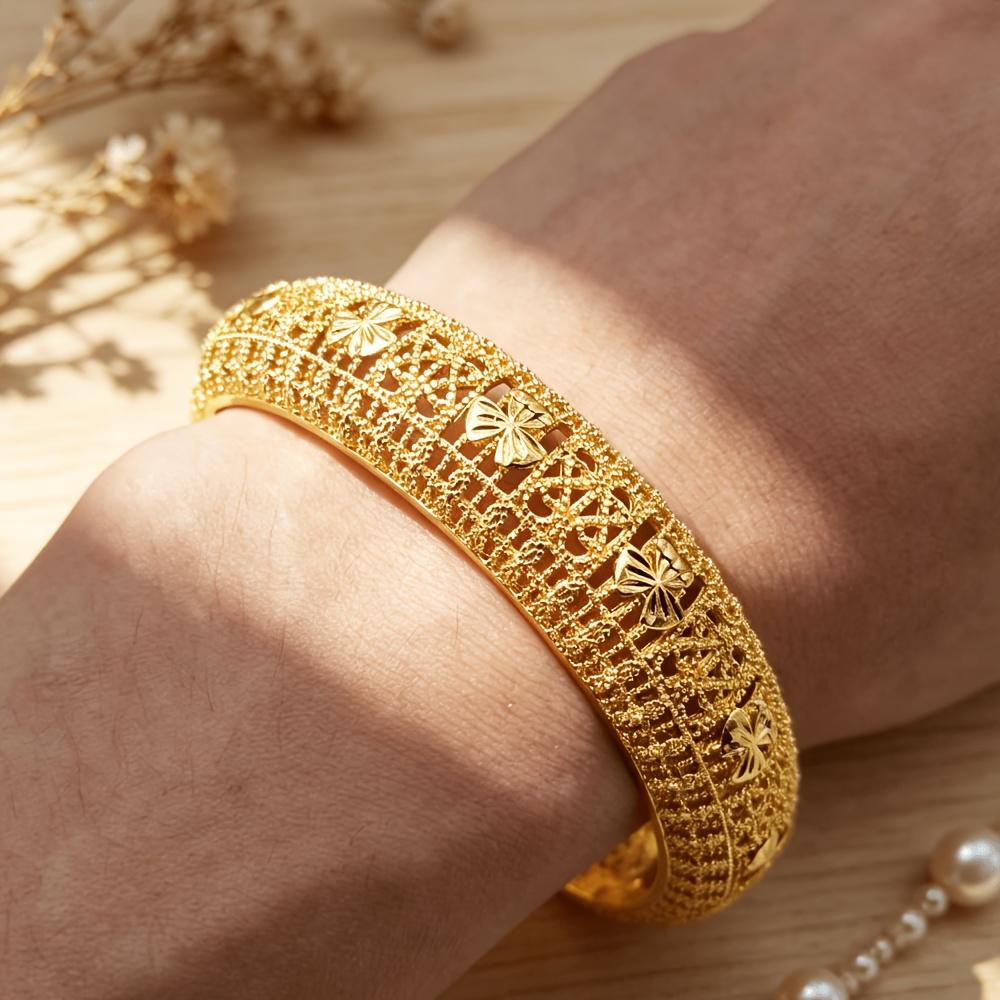 Bohemian Hollow Floral Design Bracelet Gold Zinc Alloy