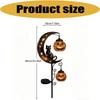 Fall Yard Stake Lights Solar Metal Set of 2 with Moon Shape and Hanging Light for Outdoor Lawn Entry Display Near Porch Zones Daily