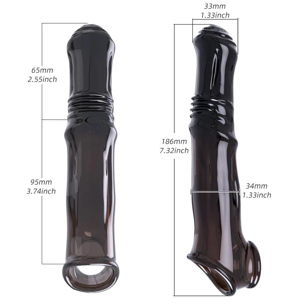 Penis Extender Sleeve Adult Sexy Cock Ring Reusable Condom Delayed Ejaculation Couples Chastity Cage Penis Sex Toys for Men