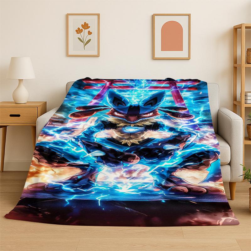 Cute Pokemon Pikachu Cartoon Flannel Blanket Soft Warm Throw Blanket for Bedroom Living Room Bed Travel Camping Picnic Kid