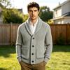 Cardigan a coste da uomo con scialle, monopetto, maglione spesso a maniche lunghe