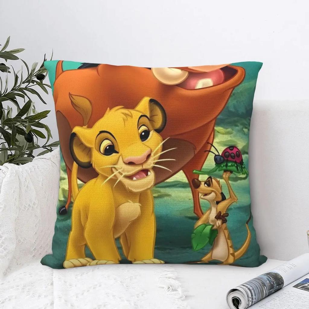 Tryckt Lejonkungen Simba Tecknad Kuddfodral Tyg Kuddöverdrag Gåva Hakuna Matata Kuddfodral Överdrag Stol Dragkedja 45*45cm