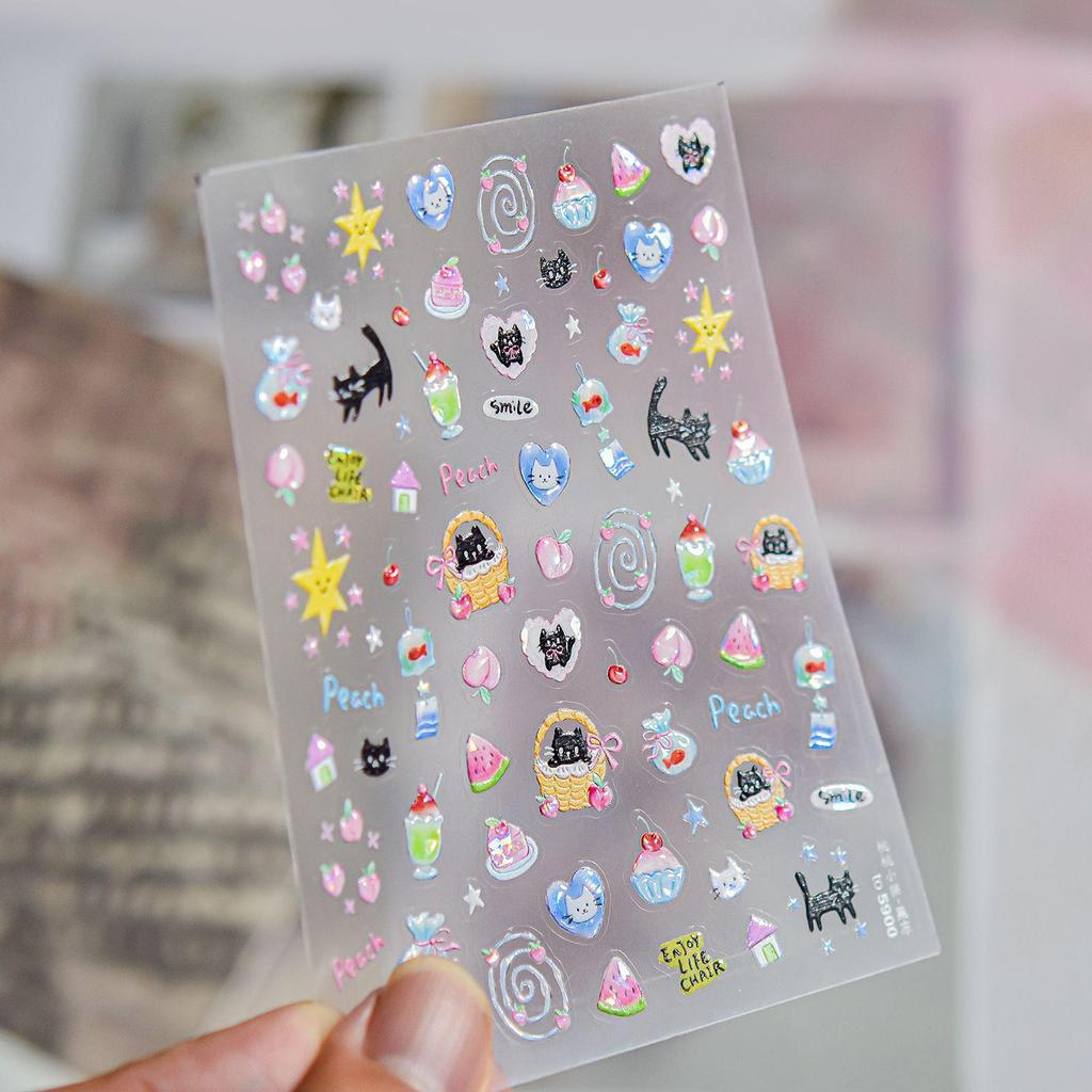 Tomoni Sweet Tomato & Cat Nail Art Stickers - Fresh Style Decorative Stickers