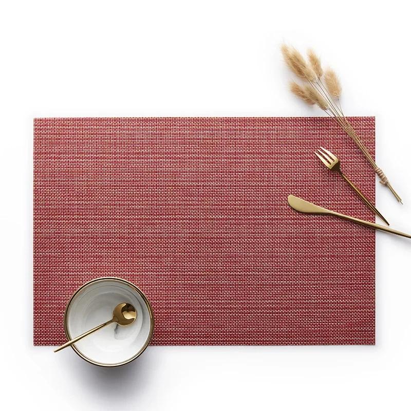 Simple Square Woven Imitation Linen Placemat Insulated Western Food Placemat PVC Anti-scalding and Waterproof Table Mat