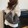 Women's Color Block Shoulder Bag Denim Crossbody Bag Large Capacity Underarm Bag